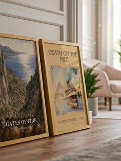 Gates of fire watercolour print framed by window – literary home decor