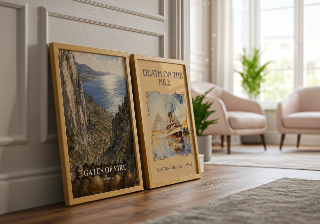Gates of fire watercolour print framed by window – literary home decor