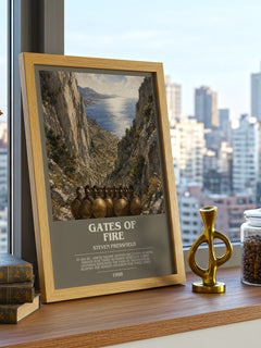 Gates of fire bookish print framed by window – literary home decor