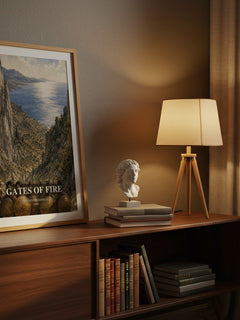 Gates of fire watercolour print on bookshelf – Steven Pressfield fan gift