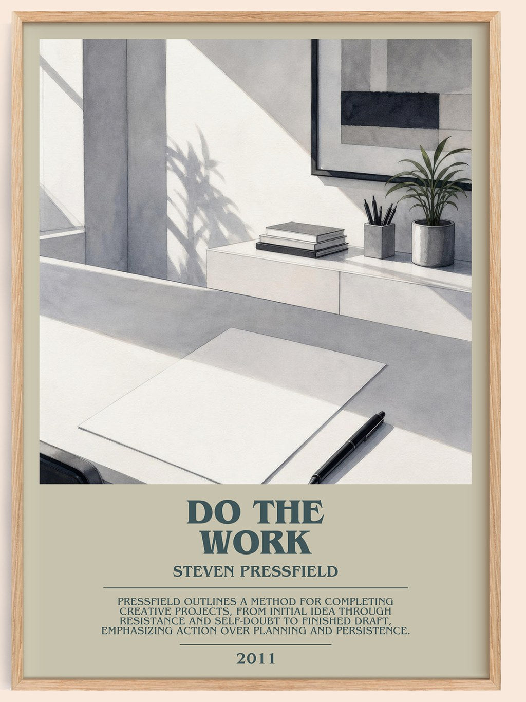 Do the Work bookish book poster by Steven Pressfield – framed literary art print