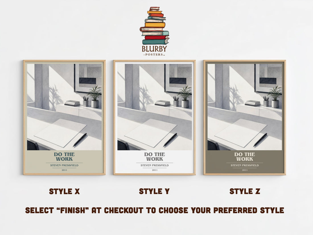 Do the Work book cover print in frame leaning in hallway – non fiction wall art (mockup)