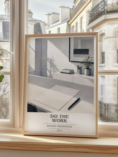 Do the Work Book Cover Poster by Steven Pressfield – framed print by a bright window
