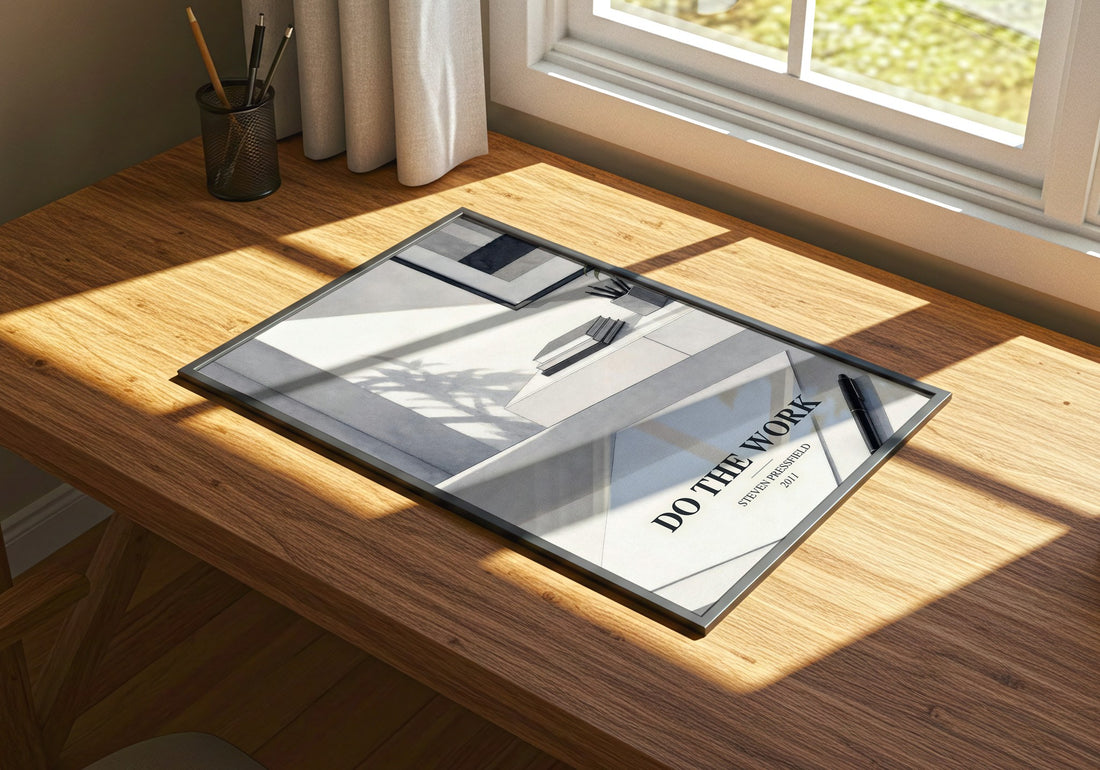 Do the Work watercolour book poster framed on wall – non fiction wall art