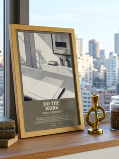 Do the Work bookish print framed by window – literary home decor