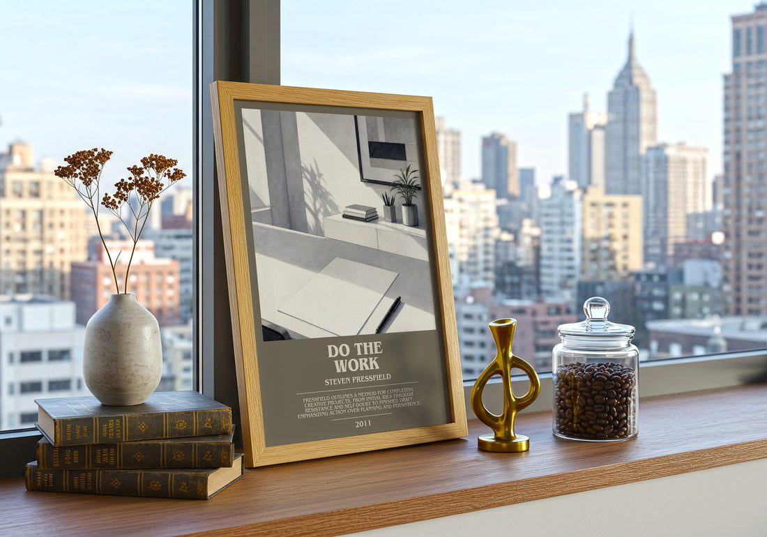 Do the Work bookish print framed by window – literary home decor