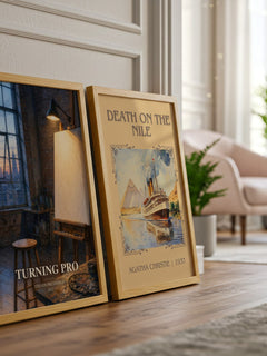 Turning pro watercolour print framed by window – literary home decor