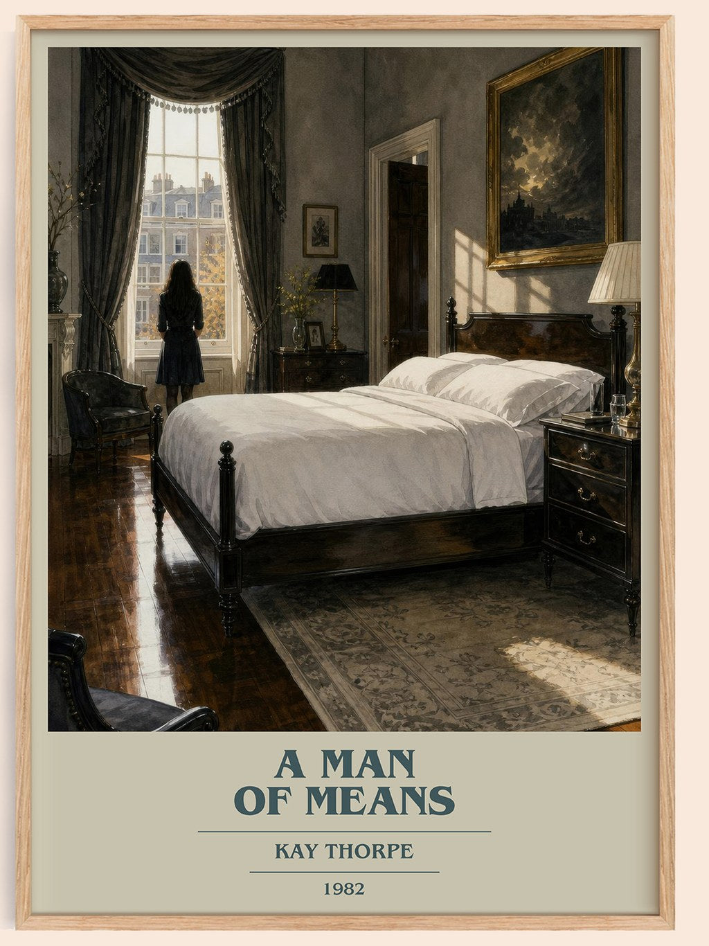 A Man of Means book cover book poster by Kay Thorpe – framed literary art print