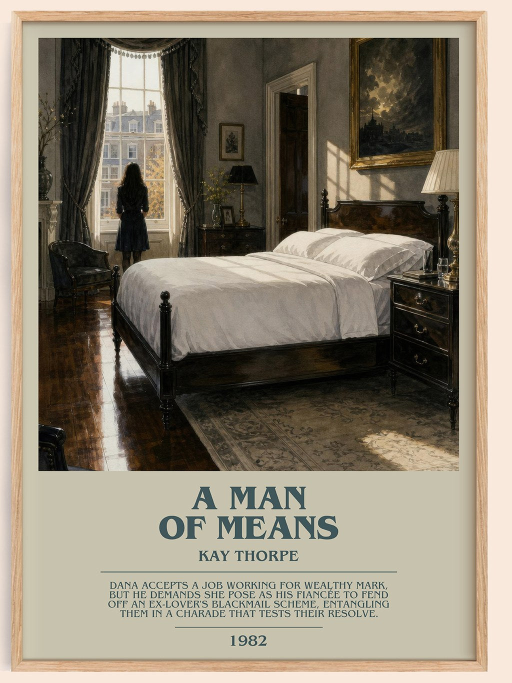 A Man of Means bookish book poster by Kay Thorpe – framed literary art print