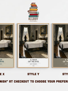 A Man of Means book cover print in frame leaning in hallway – romance wall art