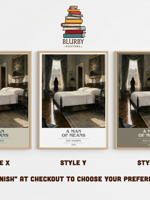 A Man of Means book cover print in frame leaning in hallway – romance wall art