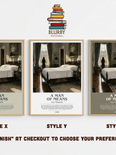 A Man of Means bookish print in frame leaning in hallway – romance wall art