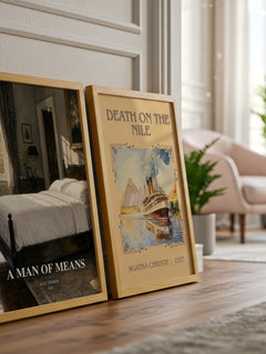 A Man of Means watercolour print framed by window – literary home decor