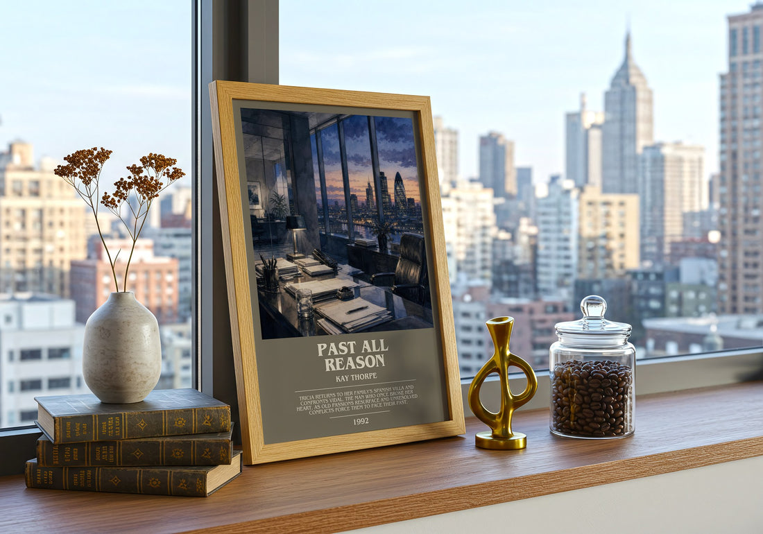 Past All Reason bookish print framed by window – literary home decor