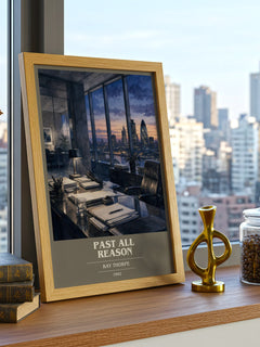 Past All Reason book cover print framed by window – literary home decor