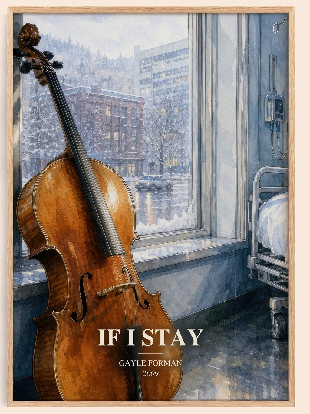 If I Stay watercolour book poster by Gayle Forman – framed literary art print