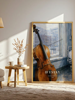 If I Stay watercolour print in frame leaning in hallway – young adult wall art