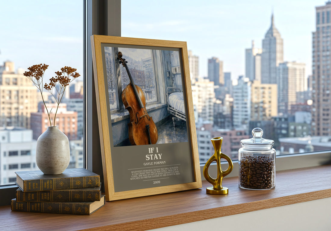 If I Stay bookish print framed by window – literary home decor