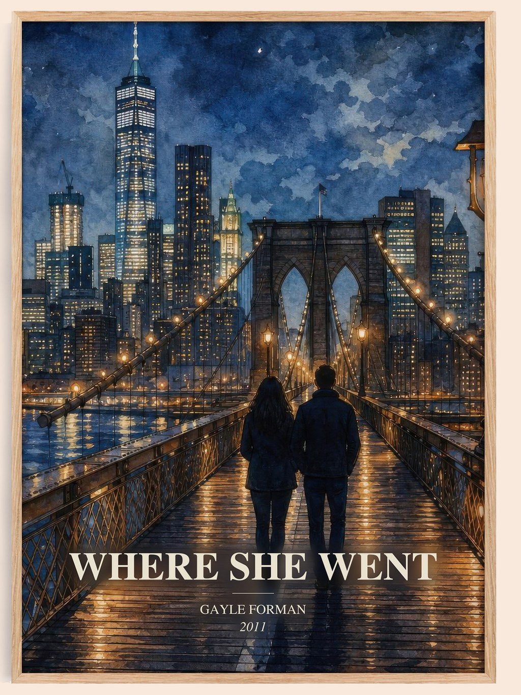 Where She Went watercolour book poster by Gayle Forman – framed literary art print