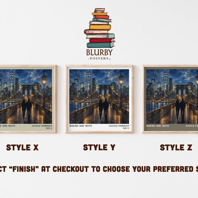 Where She Went literary print in frame leaning in hallway – young adult wall art