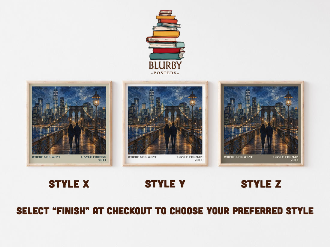 Where She Went literary print in frame leaning in hallway – young adult wall art (mockup)