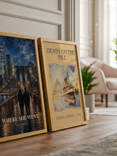 Where She Went watercolour print framed by window – literary home decor