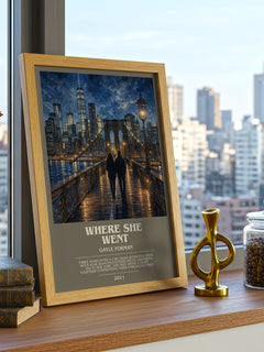 Where She Went bookish print framed by window – literary home decor
