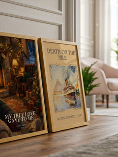 My True Love Gave to Me watercolour print framed by window – literary home decor