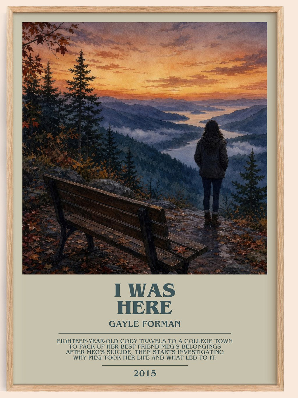 I Was Here bookish book poster by Gayle Forman – framed literary art print