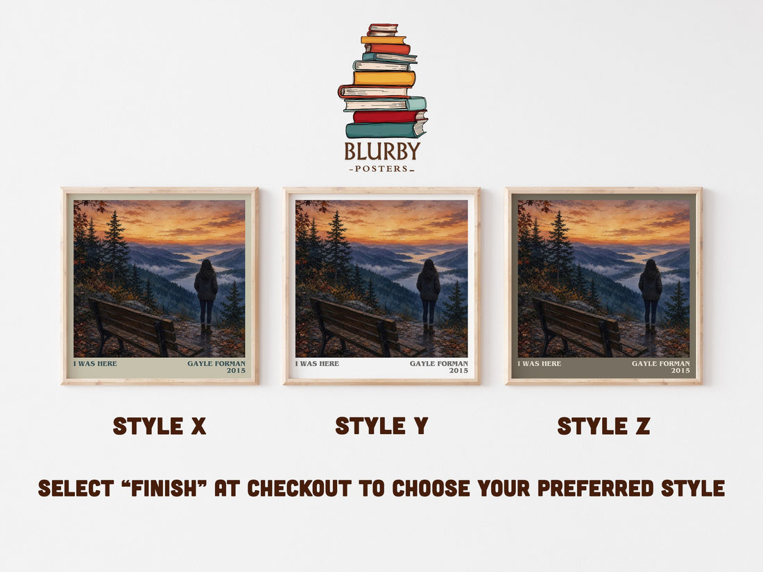 I Was Here literary print in frame leaning in hallway – contemporary fiction wall art (mockup)