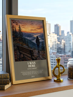 I Was Here bookish print framed by window – literary home decor