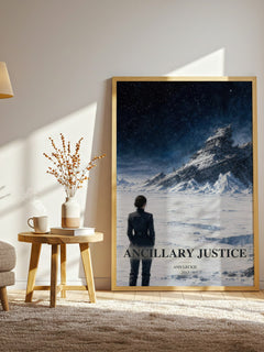 Ancillary Justice watercolour print in frame leaning in hallway – sci fi wall art