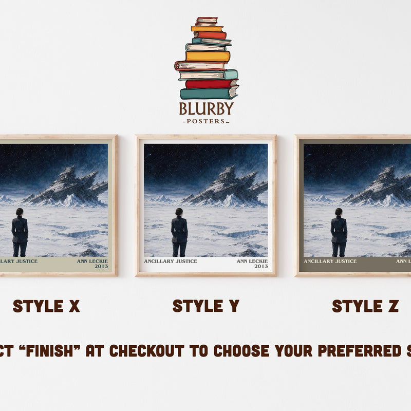 Ancillary Justice literary print in frame leaning in hallway – sci fi wall art