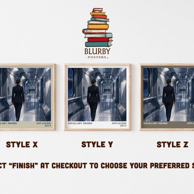 Ancillary Sword literary print in frame leaning in hallway – sci fi wall art