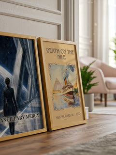 Ancillary Mercy watercolour print framed by window – literary home decor