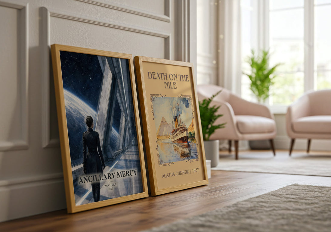 Ancillary Mercy watercolour print framed by window – literary home decor