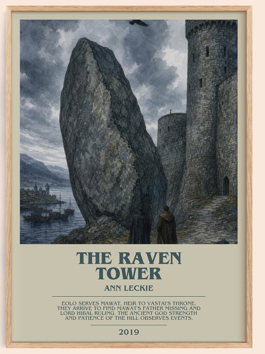 The Raven Tower bookish book poster by Ann Leckie – framed literary art print