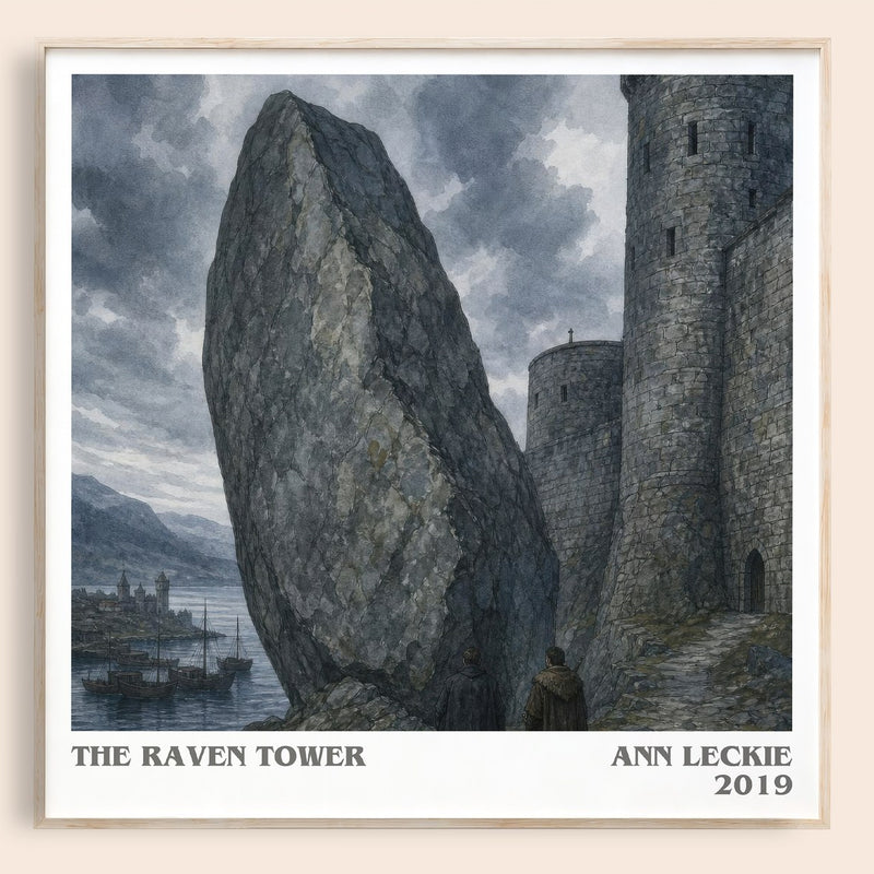 The Raven Tower literary book poster by Ann Leckie – framed literary art print