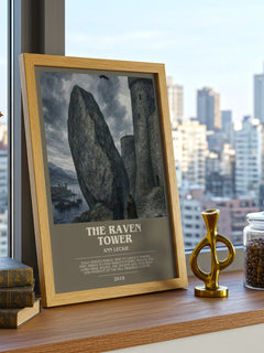 The Raven Tower bookish print framed by window – literary home decor