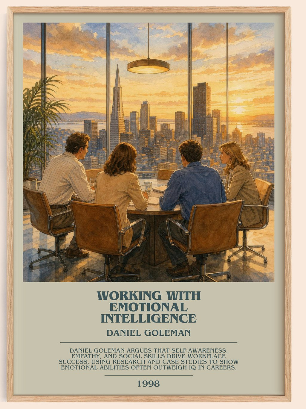 Working with Emotional Intelligence bookish book poster by Daniel Goleman – framed literary art print