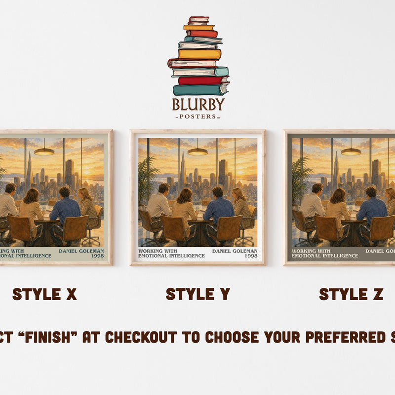 Working with Emotional Intelligence literary print in frame leaning in hallway – non fiction wall art