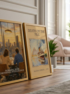 Working with Emotional Intelligence watercolour print framed by window – literary home decor