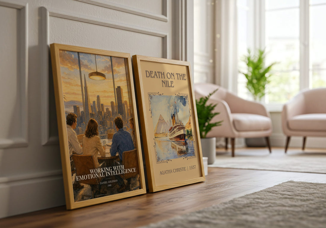 Working with Emotional Intelligence watercolour print framed by window – literary home decor
