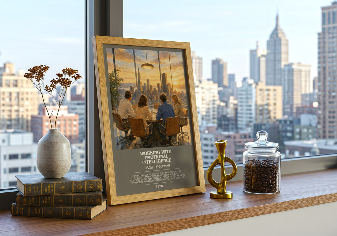 Working with Emotional Intelligence bookish print framed by window – literary home decor