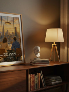 Working with Emotional Intelligence watercolour print on bookshelf – Daniel Goleman fan gift