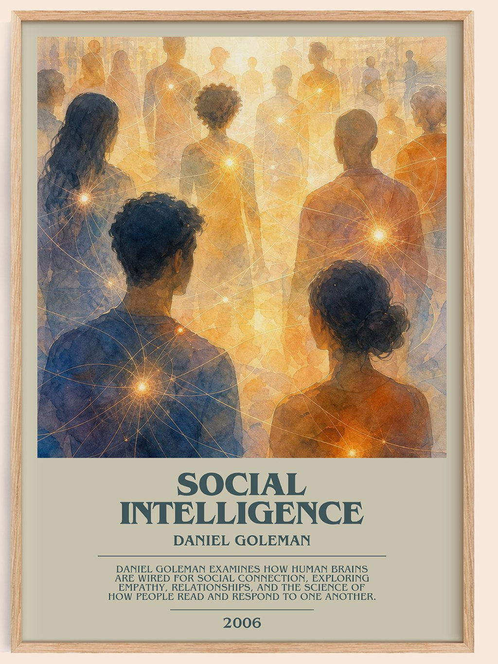 Social Intelligence bookish book poster by Daniel Goleman – framed literary art print