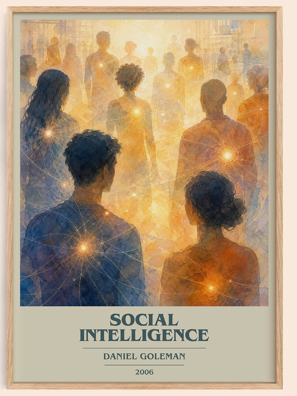 Social Intelligence book cover book poster by Daniel Goleman – framed literary art print