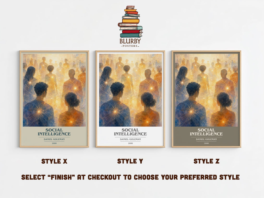 Social Intelligence book cover print in frame leaning in hallway – non fiction wall art (mockup)