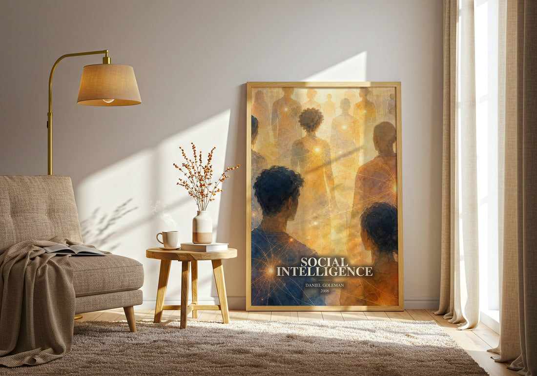 Social Intelligence watercolour print in frame leaning in hallway – non fiction wall art