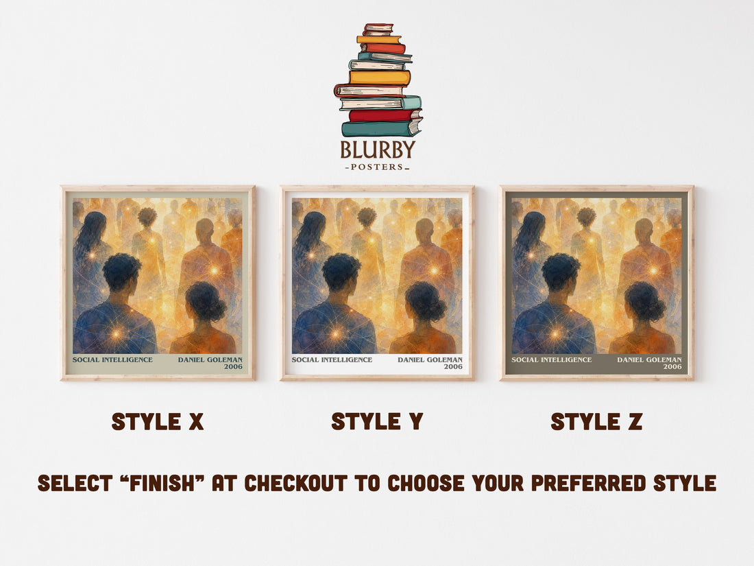 Social Intelligence literary print in frame leaning in hallway – non fiction wall art (mockup)
